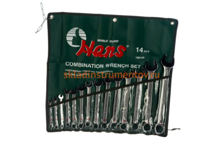 Набор дюймовых комбинированных ключей 14 предметов Hans 16614A