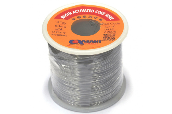 Припой (0.6 мм, 0.5 кг, Sn60/Pb40, СF10 флюс RA) ASAHI 00-00000296