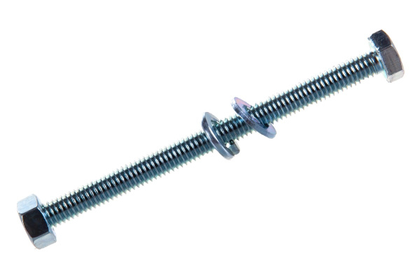 Болт с шестигранной головкой в комплекте с гайкой, шайбой, шайбой пружинной, ЗУБР, МАСТЕР, 303436-06-080