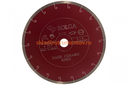 Диск алмазный сплошной (250х25,4 мм) HARD CERAMICS Solga Diamant 20010250