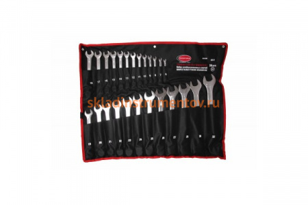 Набор ключей комбинированных 25 предметов 6 граней 6-28,30,32мм, на полотне ROCKFORCE RF-5261H