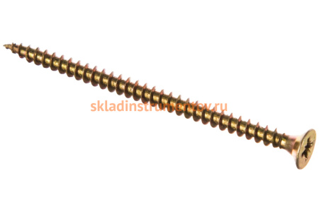 Универсальные шурупы для дерева, ДСП, ДВП Зубр желтопассивированные, PZ, 5,0x80мм, ТФ1, 100 штук 4-300391-50-080