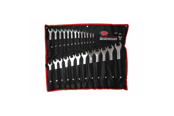 Набор ключей комбинированных 25 предметов 6 граней 6-28,30,32мм, на полотне ROCKFORCE RF-5261H