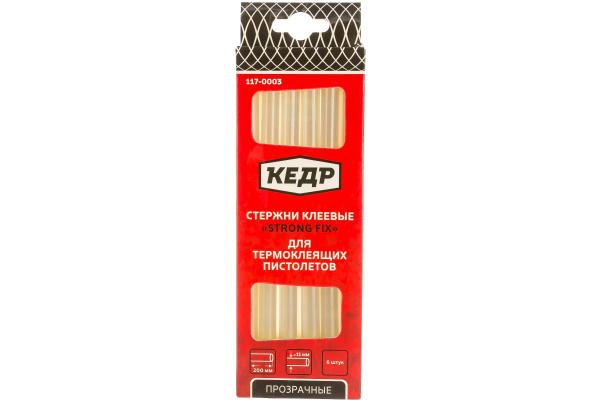 Стержни клеевые прозрачные (11 мм; 20 см; 6 шт.) КЕДР 117-0003 54891