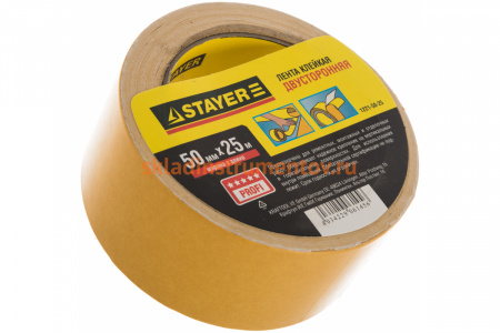 Лента клеящая двухсторонняя (50 мм; 25 м) Stayer 1221-50-25