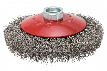 Щетка коническая с гофрированной нержавеющей проволокой Эксперт 537 (115 мм; М14*2 мм) Профоснастка 20804003