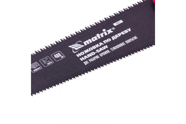 Ножовка по дереву 400 мм, две рабочие кромки 13-14 TPI и 7-8 TPI,тефлоновое покрытие MATRIX UNIVERSAL 23571