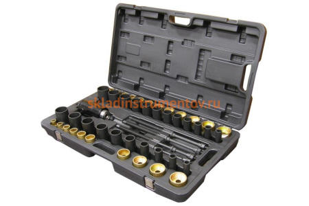 Набор оправок для монтажа и демонтажа сайлентблоков, гидравлический 49 предметов МАСТАК 110-20049C