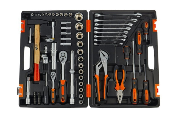 Набор инструментов 1/2, 1/4 дюйма CrV, пластиковый кейс 76 предметов Вихрь 73/6/7/4