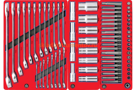 Набор инструментов СТАНДАРТ в красной тележке, 186 предметов МАСТАК 52-186R