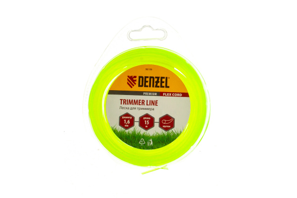 Леска для триммера круг 1,6 мм х 15 м блистер FLEX CORD DENZEL 96106