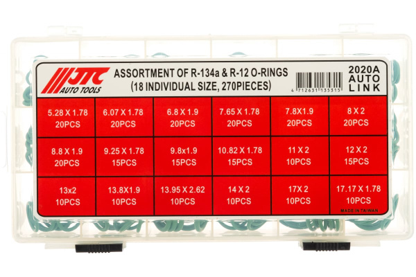 Набор уплотнительных колец для систем кондиционирования с хладагентами R-12/R-134, 270шт JTC 2020A