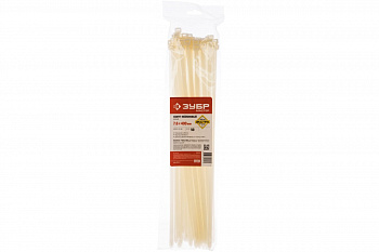 Нейлоновые хомуты Зубр белые, 7.6x400 мм, 50 шт. 309010-76-400