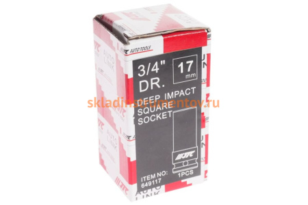 Головка торцевая 3/4” 17 4-х гранная квадрат ударная высокая L=90мм JTC 649117