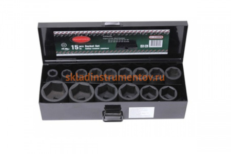 Набор головок ударных шестигранных (15 пр; 1/2"; 10-32 мм) Rockforce RF-4159-5MPB