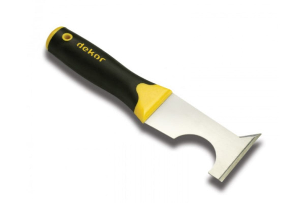 Скребок DEKOR многофункциональная нержавеющая сталь, 65х90х220 фибергласовая ручка 256
