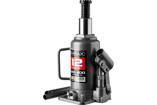 Гидравлический бутылочный домкрат MIRAX 12т, 210-400 мм 43260-12