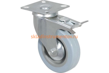 Колесо серая мягкая резина поворотное с тормозом SCGB25 50 мм MFK-TORG 5054050М