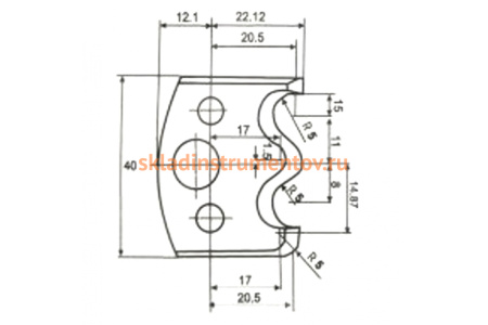 Нож фасонный 2 шт. по дереву для фрезерной головки Энкор 19316