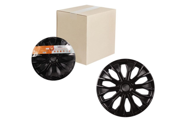 Колесные колпаки Airline 16 Волтек, черный глянец, 2 шт. AWCC-16-17