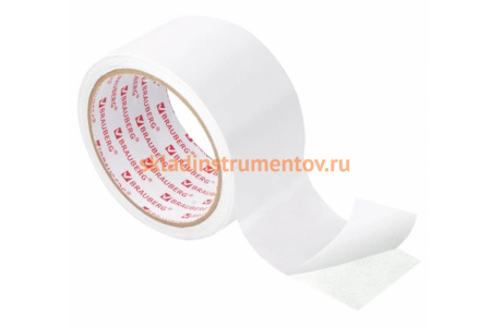 Клейкая двухсторонняя лента BRAUBERG 50 мм х 10 м, бумажная основа 229055