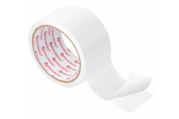 Клейкая двухсторонняя лента BRAUBERG 50 мм х 10 м, бумажная основа 229055