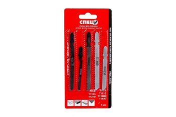 Набор пилок универсальный (5 шт; T101B, T144D, T119BO, T118A, T127D; НCS-HSS) для лобзиков СПЕЦ-0710003