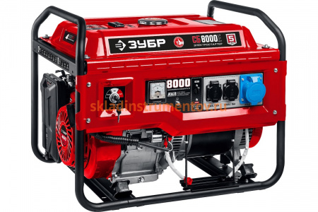 Бензиновый генератор ЗУБР с электростартером, 8000 Вт СБ-8000Е