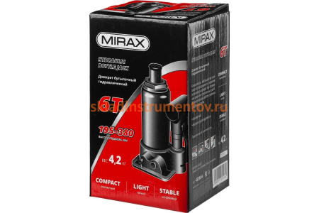 Гидравлический бутылочный домкрат MIRAX 6т, 195-380 мм,  43260-6 43260-6