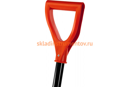 Снеговая стальная лопата с металлическим черенком и V-образной ручкой СИБИН 465мм, оранжевая 421849