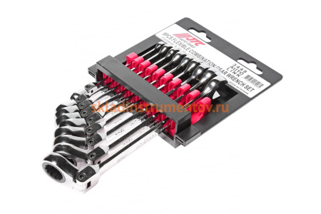 Набор комбинированных трещоточных ключей с подвижной головкой JTC 8-17 мм 9 предметов 1/15-3448