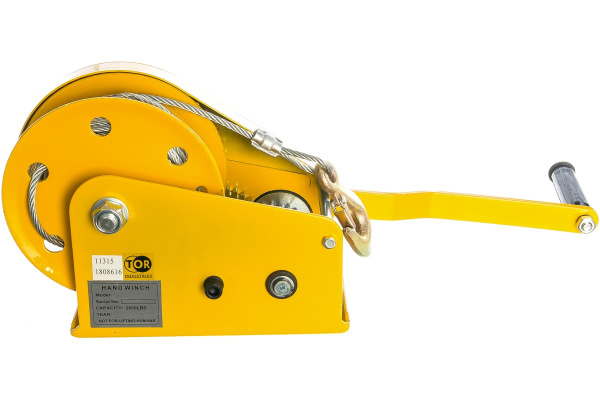 Ручная барабанная лебедка TOR ЛБ-2600 (BHW) г/п 1,0 т, длина троса 20 м 11315