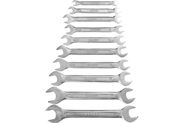 Набор гаечных рожковых ключей Зубр МАСТЕР 10 шт. 27010-H10