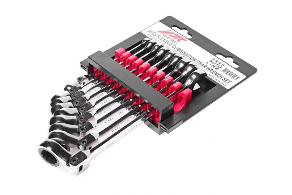 Набор комбинированных трещоточных ключей с подвижной головкой JTC 8-17 мм 9 предметов 1/15-3448