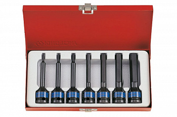 Набор ударных торцевых насадок 1/2", HEX, 4-14мм, 100мм, 7шт KING TONY 4457MP