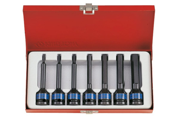 Набор ударных торцевых насадок 1/2", HEX, 4-14мм, 100мм, 7шт KING TONY 4457MP
