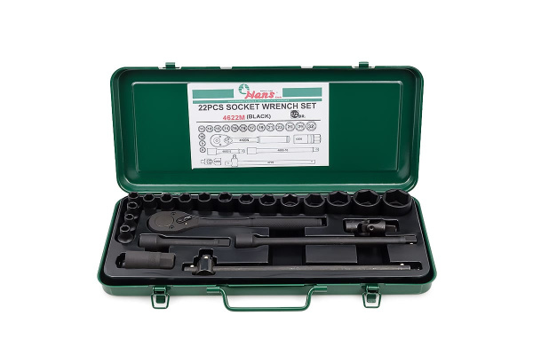 Комплект 6-гранных головок Hans BLACK 22 предмета 4622M