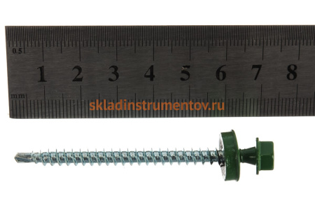 Саморезы Зубр для крепления кровельных материалов к деревянной обрешетке, цвет RAL 6002 зеленый лист, оцинкованный, 4,8x65мм, 180шт 4-300315-48-065-6002