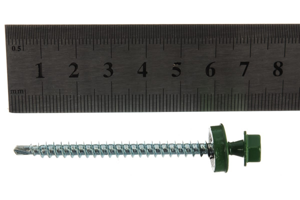 Саморезы Зубр для крепления кровельных материалов к деревянной обрешетке, цвет RAL 6002 зеленый лист, оцинкованный, 4,8x65мм, 180шт 4-300315-48-065-6002