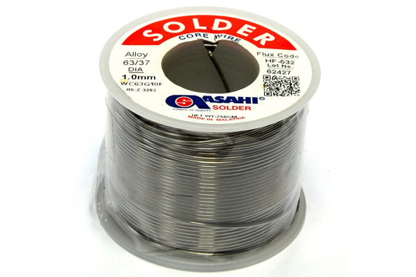 Припой (1 мм, 0.25 кг, Sn63/Pb37, HF532 флюс RMA) ASAHI 00-00000310