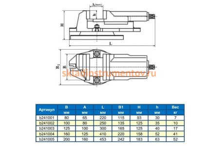 Станочные тиски GRIFF 100мм, 9.5кг, поворотные, с закр. винтом, серия QH b241002 Станочные тиски GRIFF 100мм, 9.5кг, поворотные, с закр. винтом, серия QH b241002