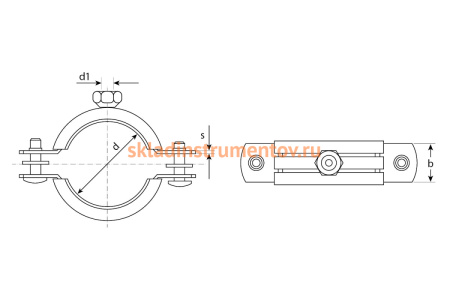 Трубный оцинкованный Хомут Зубр с гайкой, 1/4", 250 шт 37850-10-14-250