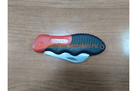 Складной нож электрика, изогнутое лезвие, эргономичная двухкомпонентная рукоятка MATRIX 78986