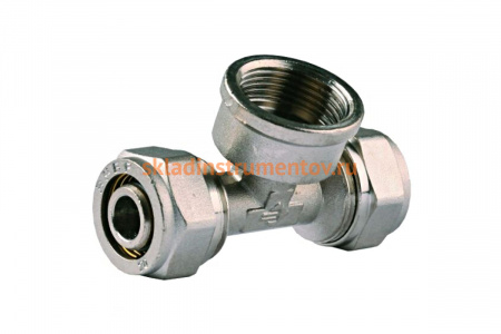 Тройник соединительный (20х20 мм; 3/4"; 2 мм; цанга-гайка) для трубопровода Зубр 51406-20-3/4