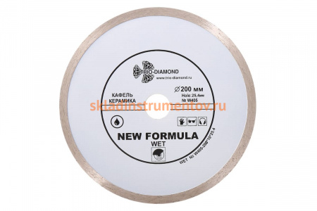 Диск алмазный отрезной Сплошной New Formula (200х25.4 мм) TRIO-DIAMOND W405