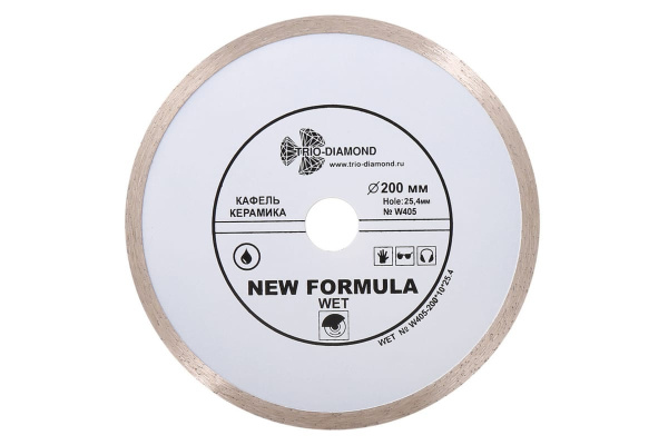 Диск алмазный отрезной Сплошной New Formula (200х25.4 мм) TRIO-DIAMOND W405