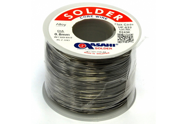 Припой (0.8 мм, 0.25 кг, Sn63/Pb37, HF533 флюс безотм. RMA) ASAHI 00-00000299