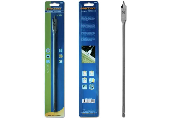 Сверло перовое по дереву (14х300 мм) ПРАКТИКА 774-122
