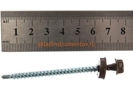 Саморезы для крепления кровель. матер. к дерев. обреш. Зубр цвет RAL 8028 "земель.-коричн.", оцинк., 4,8x70мм, 160 штук 4-300315-48-070-8028