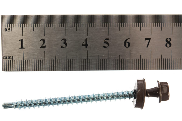 Саморезы для крепления кровель. матер. к дерев. обреш. Зубр цвет RAL 8028 "земель.-коричн.", оцинк., 4,8x70мм, 160 штук 4-300315-48-070-8028